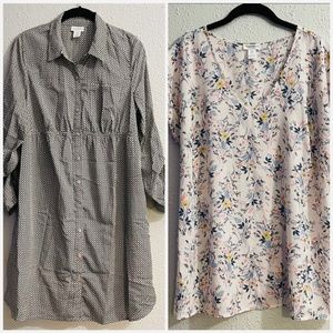 Bundle of MATERNITY BELTED SHIRT DRESS and FLORAL PRINTED TOP size M